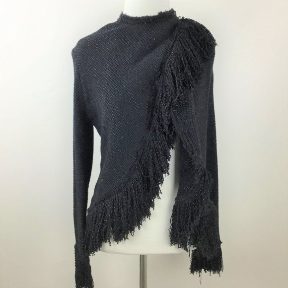 NWT Zara Studio Black Metallic Fringe Cardigan s - Picture 9 of 9